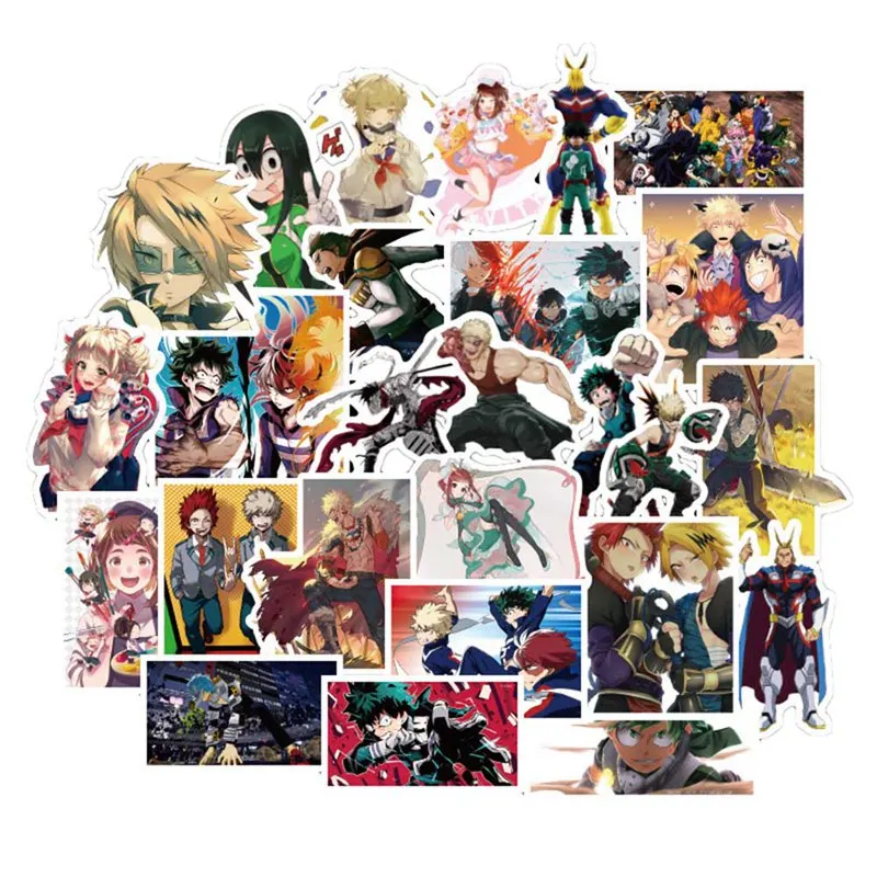 100Pcs/pack My Hero Academia Anime Sticker Skateboard Waterproof Trolley Case Laptop Skateboard Stickers Toys Gifts For Kids