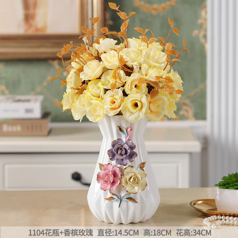 M with flowers Европейская керамическая ваза стерео цветочные вазы Ремесла свадебные ярроны decorativos фарфоровая ваза Креативные украшения дома аксессуары - Цвет: M with flowers
