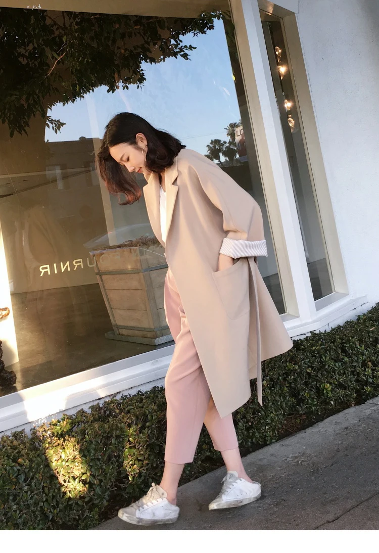 Trench Coat Women's Mid-length Autumn Coat Women's New Style LULU Profile Hong Kong Style CHIC Casual Suit Overcoat