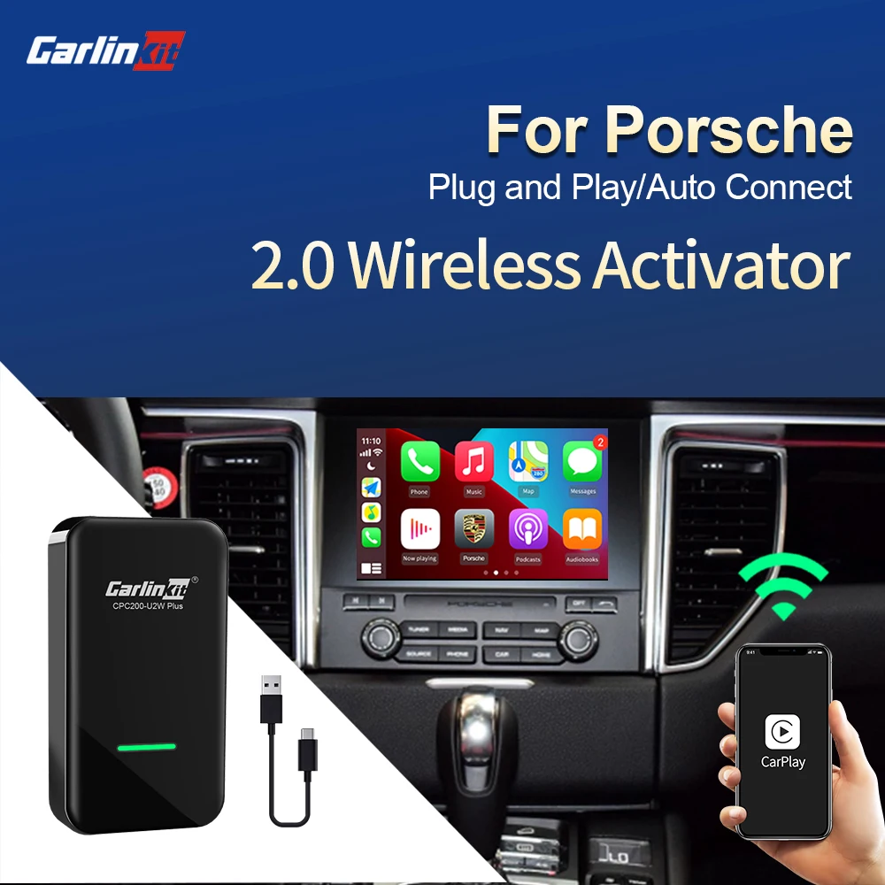 Carlinkit 2.0 CarPlay Wireless Adapter for Porsche Panamera Cayenne Macan GT3 2015-2020 Car Play Activator Carplay2Air USBDongle
