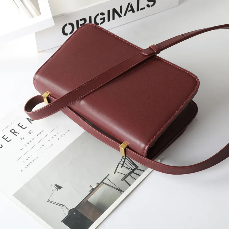 

2019 New Style WOMEN'S Bag Genuine Leather Box Square Bag Shoulder Hand Small Square Bag Autumn And Winter Fashion Armpit Bag