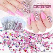 Стразы, серебро, розовое золото, бриллианты, плоская задняя часть AB, смешанный размер, кристалл, 3D, маникюрные Стразы для ногтей