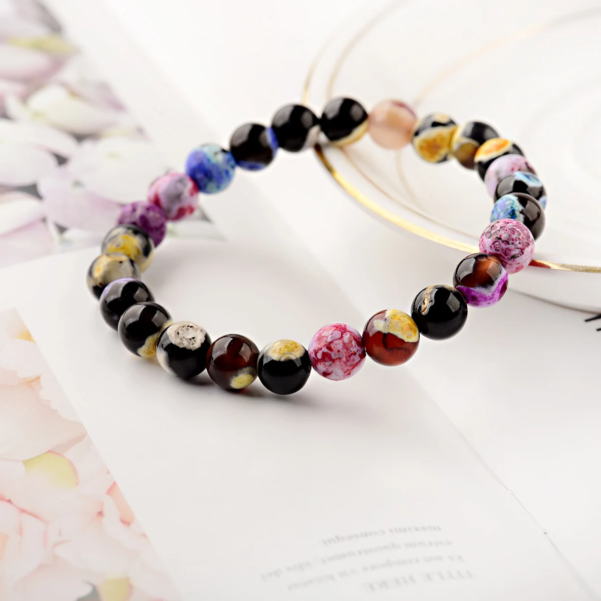 Многоцветные браслеты из натурального камня Агата и бусин для женщин модный