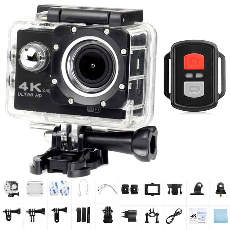 Cámara de acción Ultra HD, 4K, WiFi, Control remoto, deporte bajo el agua, deportes Pro, casco DV, grabación de vídeo