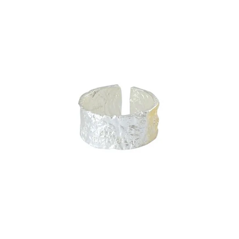 VENTFILLE Breite Ringe aus 925er-Sterlingsilber für Damen, neu, trendig, elegant, Vintage, Paare, schlicht, süß, unregelmäßige Textur, Schmuck – Detail 4