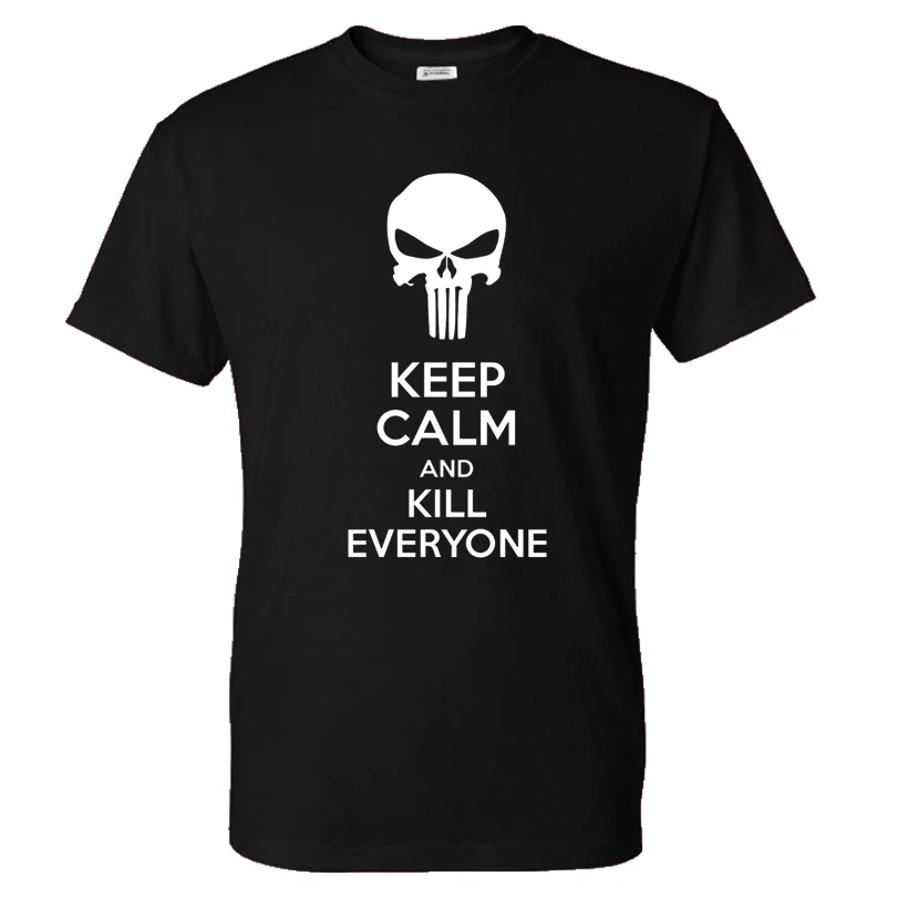 Футболка Мужская/женская хлопковая с надписью KEEP CALM AND KILL each однотонная 2020 |
