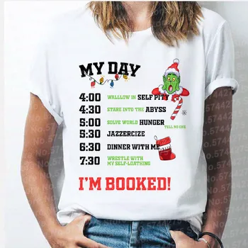 

Grinch t shirt women harajuku Grinch's my day letter print T-shirt funny Christmas How the Grinch stole Christmas korean clothe