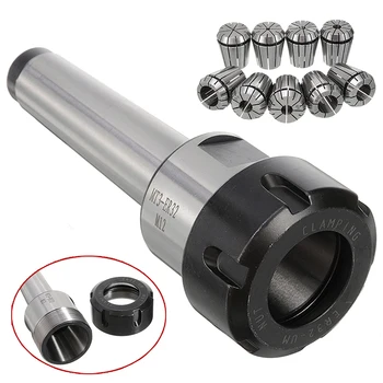 

1pcs Metal MT3 M12 ER32 Collet Chuck Holder Morse Taper 40*33mm with 9pcs ER32 Spring Collets Set