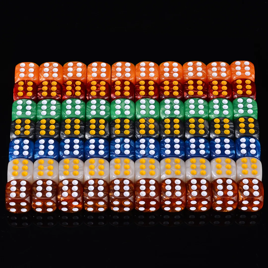 Hot 10pcs Round Corner Pearl Gem Dice 6 Sided 16mm Dice Playing Table Board Bar Games Party Funny Tools Entertainment Supplies