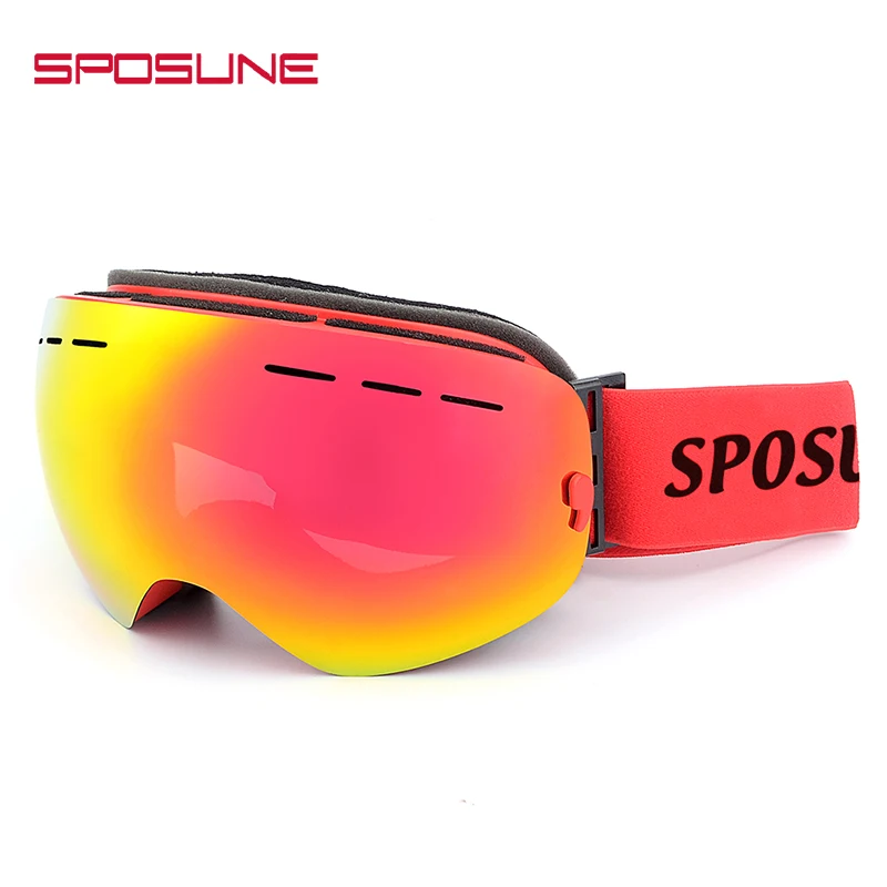 SPOSUNE Ski Goggles Magnetic Double Layer Polarized Lens Ski Goggles Skiing Anti-fog Windproof UV Snowboard Eyewear Outdoor Snow