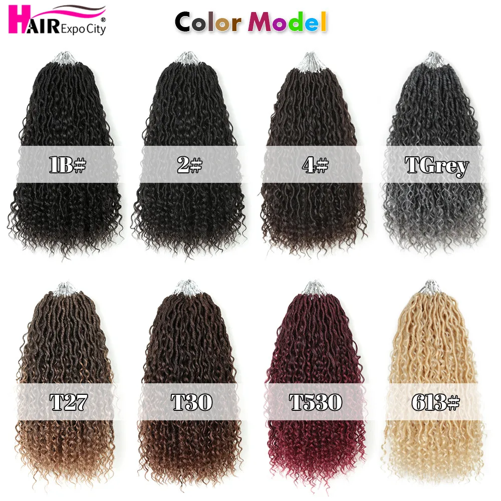 14-18inch Goddess Locs Crochet Braids Natural Synthetic Hair Extension For Women Locs New Stytle 12Stands/Pack Hair Expo City