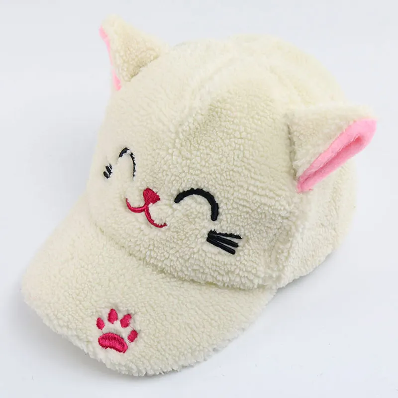 

Winter Warm Fleece Kids Cartoon Cap Cat Ears Baseball Cap Cute Fancy Hat for Girls Boys 2-8 Years