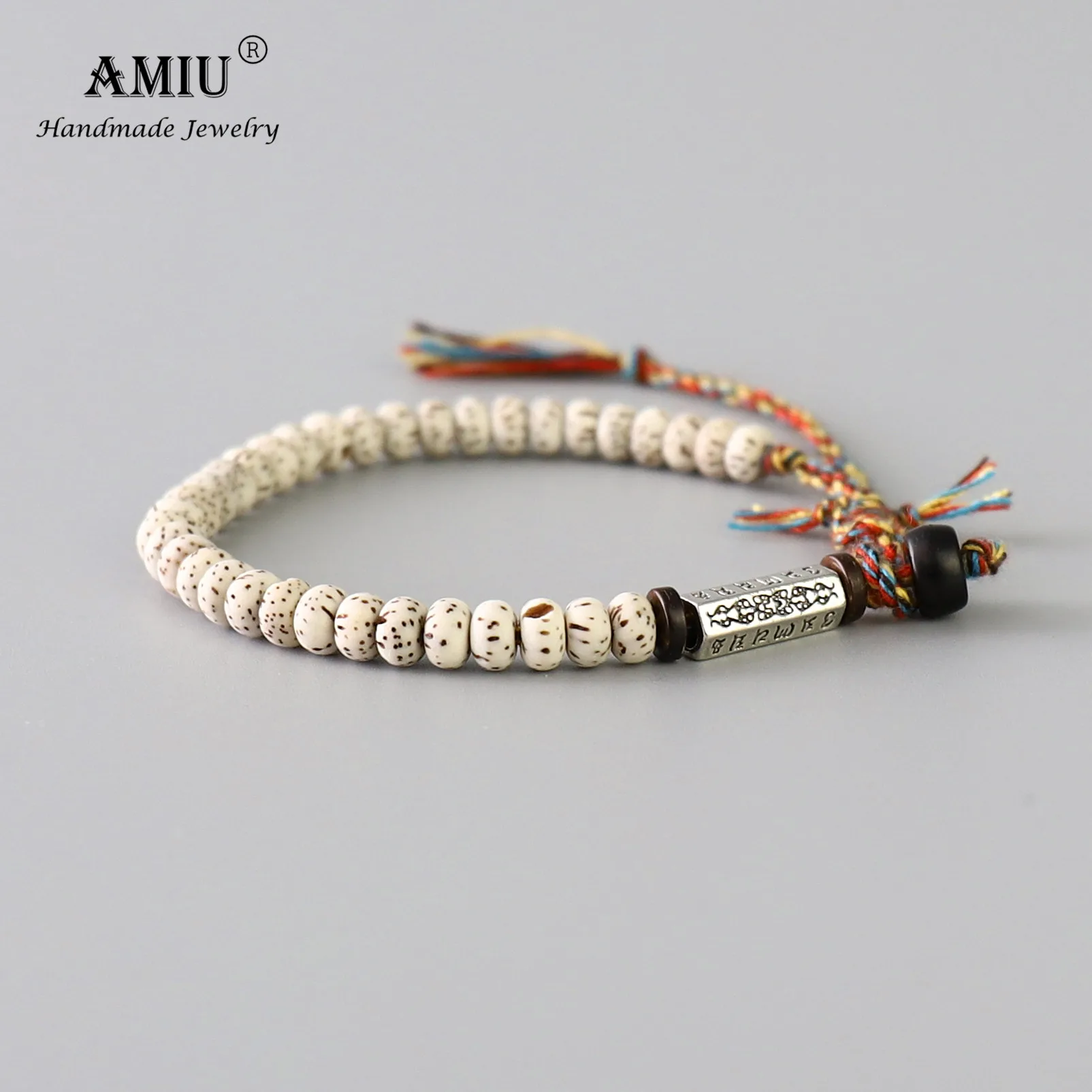 Handmade Bracelet Braided Bodhi Beads Thread Carved-Amulet Tibetan Buddhist Lucky-Knots