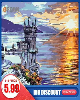 

OPDBN Wall Art Canvas Painting by Number Posters Handpainted Oil Painting Picture for Living Room Home Decor No Frame