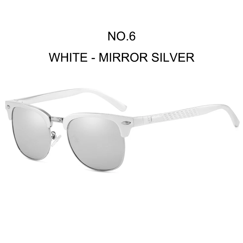 WHITE-MIRROR SILVER Мужские поляризованные солнцезащитные очки SIMPRECT из алюминиево-магниевого сплава, квадратные солнцезащитные очки в стиле ретро, мужские солнцезащитные очки с антибликовым покрытием UV400 - Цвет линз: WHITE-MIRROR SILVER