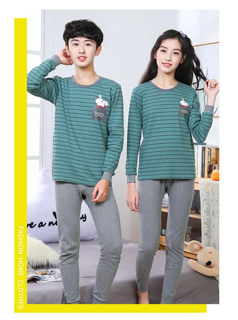 Goedkoop Tiener pyjama Lange Mouwen 100% Katoenen Pyjama Grote Kinderen Kleding Sets Cartoon Jongens Nachtkleding Pyjama voor meisjes 10 12 14 16 jaar