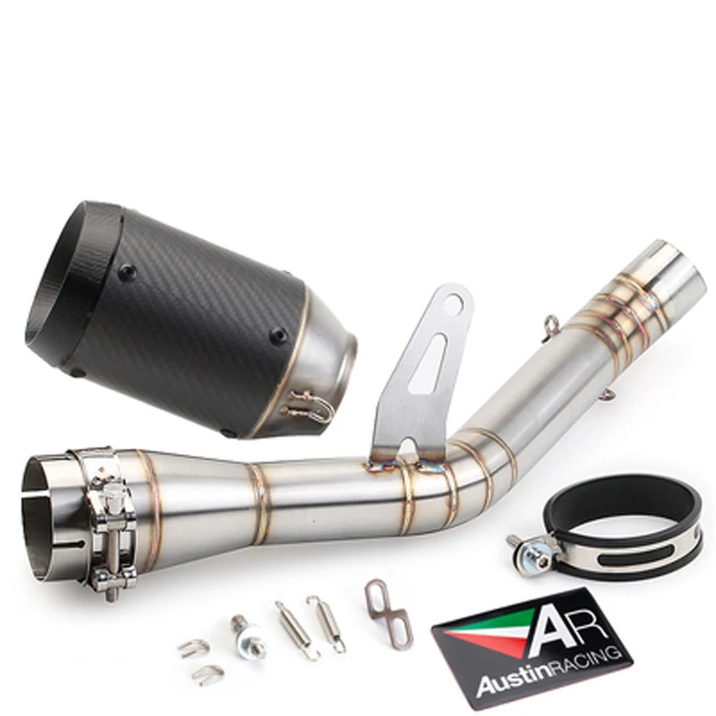 Motorcycle Exhaust Middle Pipe Connection Link Pipe Round 51mm carbon fiber Muffler with laser logo For Kawasaki Z900 Ninja900