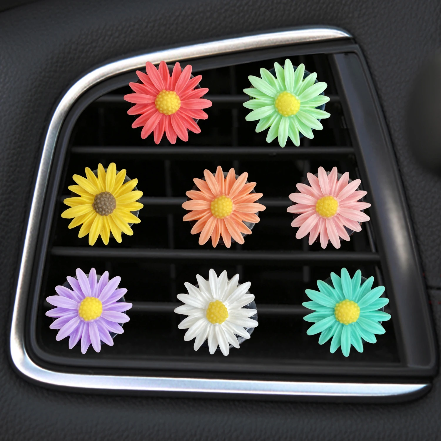 3 Pcs Daisy Car Air Fresheners For Women，cute Multicolor Daisy Car