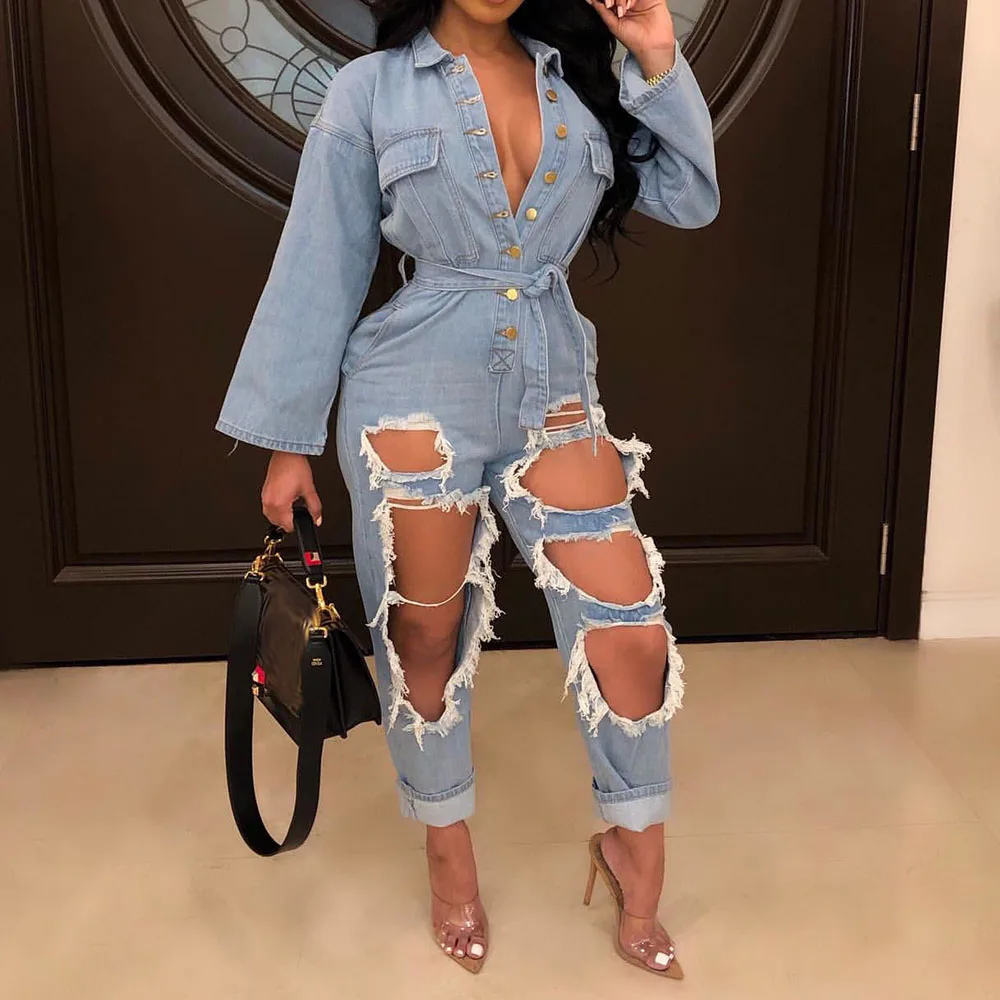 ripped jeans jumpsuit