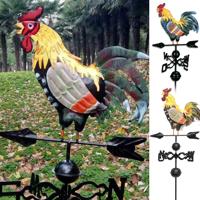 

Newly Metal Weather Vane with Rooster Ornament Rooster Weathervanes Garden Patio Decor MK