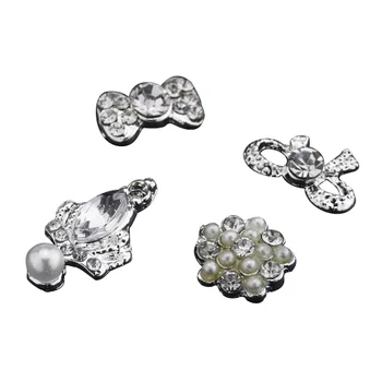 

40PCS DIY Metal 3D Nail Art Tip Decoration Mix Pattern Fashion Luxury Charm Jewelry Tools Silver