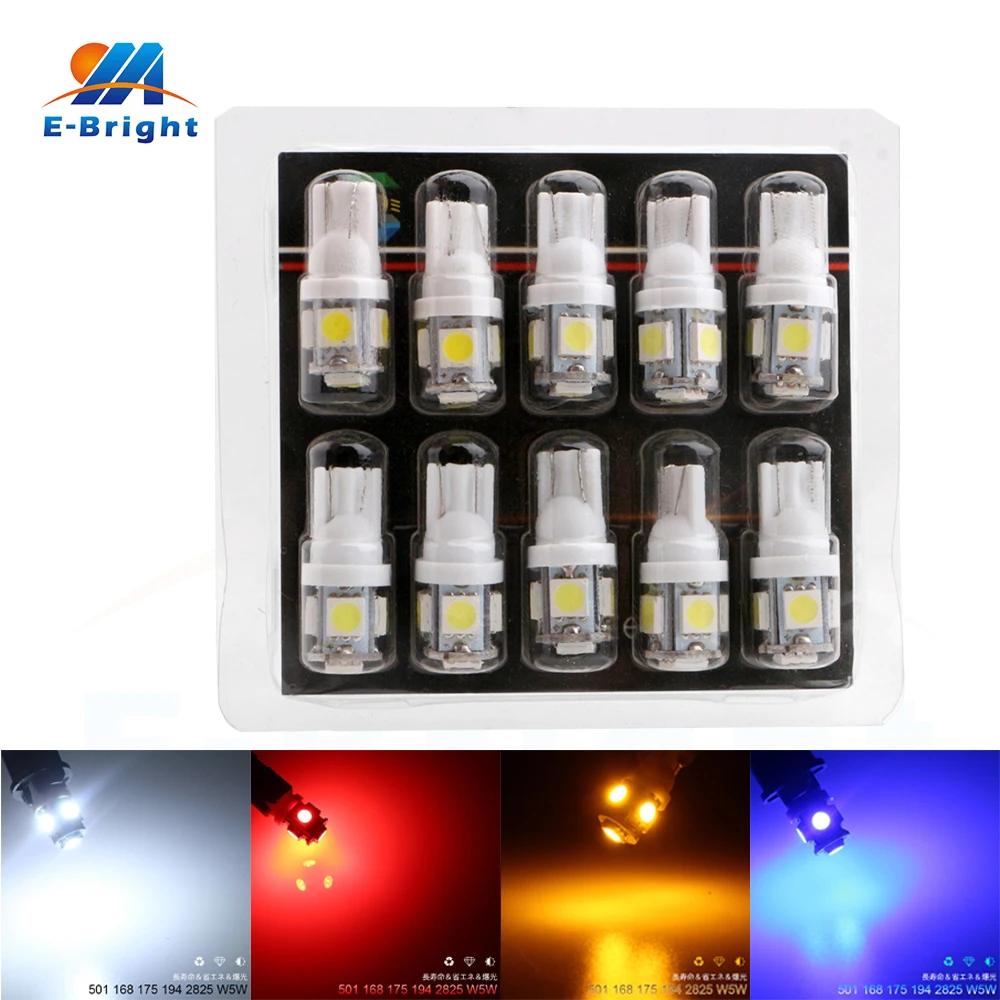 500 шт. T10 194 168 W5W 5050 5 SMD светодиодный 12 в автомобильный интерьер чтение дверные фонари номерного знака габаритные огни высокая яркость