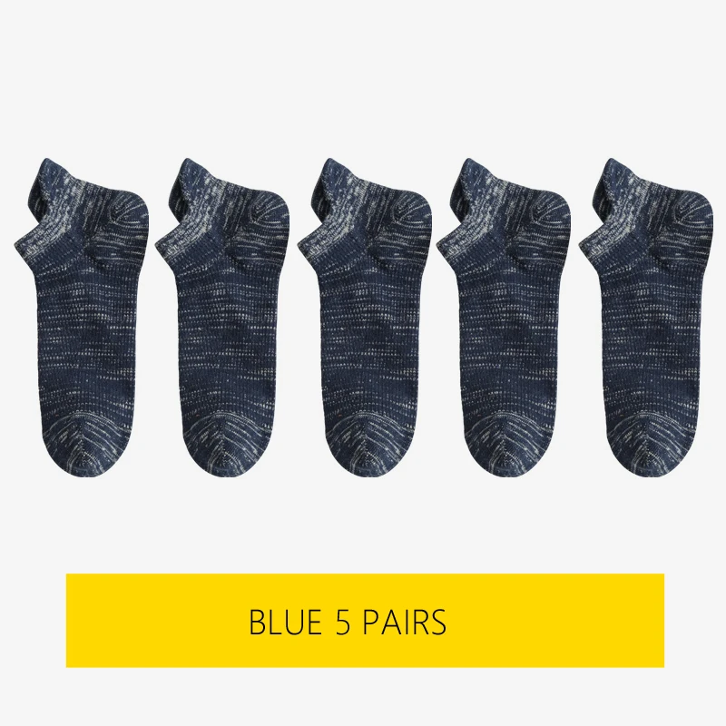 Blue 5 Pairs Японские спортивные носки, мужские носки-башмачки, противоскользящие толстые хлопковые носки, весна, осень и зима, короткие носки для мужчин, 4 пары - Цвет: Blue 5 Pairs
