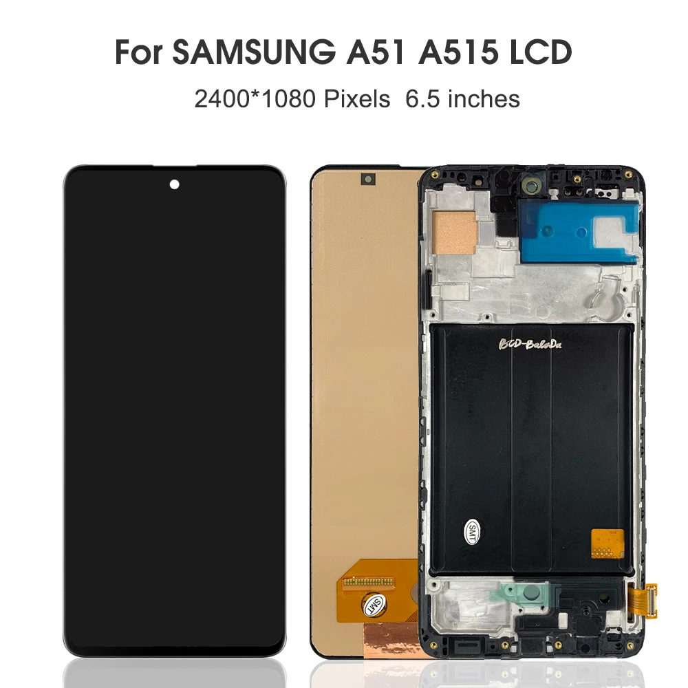 Montagem da Tela de Toque com Quadro para Samsung Lcd para Samsung Galaxy A515f - ds A515fd Display 6.5 Lcd A51 A515 1 a51 a515 a515f a515f ds a515fd display