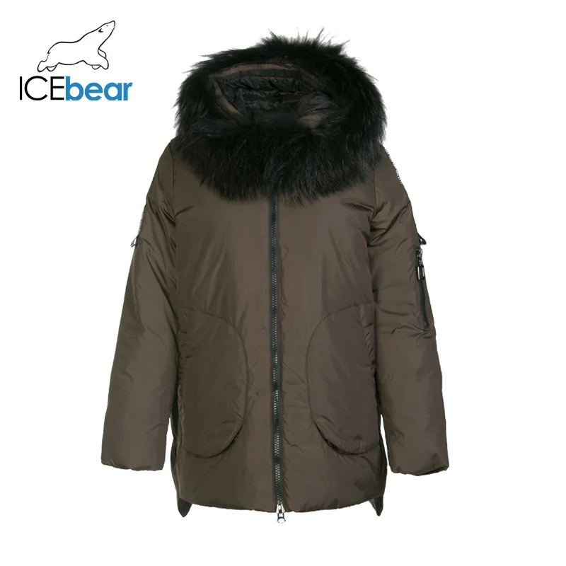 ICEbear зимний длинный женский пуховик модная теплая Женская куртка с капюшоном Брендовая женская одежда GN118125P