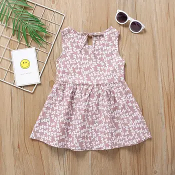 

Summer 2020 Girls Dress Girls Summer Cute Dress Sleeveless O Neck Print Small Bow Cute A-line Cute Girls Dress Vestidos 1-6T