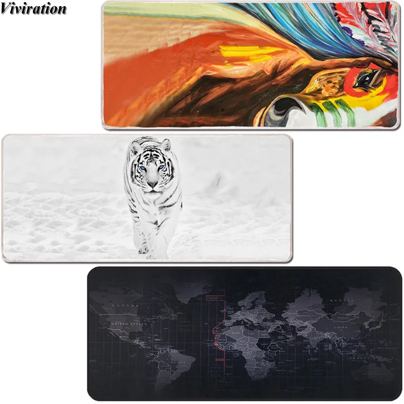 Natural Rubbe Non-slip Locking Edge Computer Laptop Mouse Pad 900x400mm Large Desktop Keyboard Mousepad Soft Print XL Desk Mat