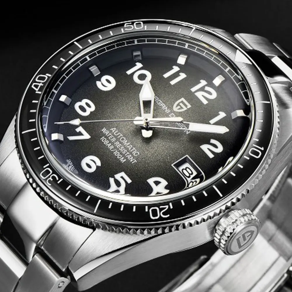 44 мм Pagani Дизайн Серый Циферблат светящийся указатель мужские часы водонепроницаемые из нержавеющей стали Роскошные Спортивные Мужские автоматические механические часы