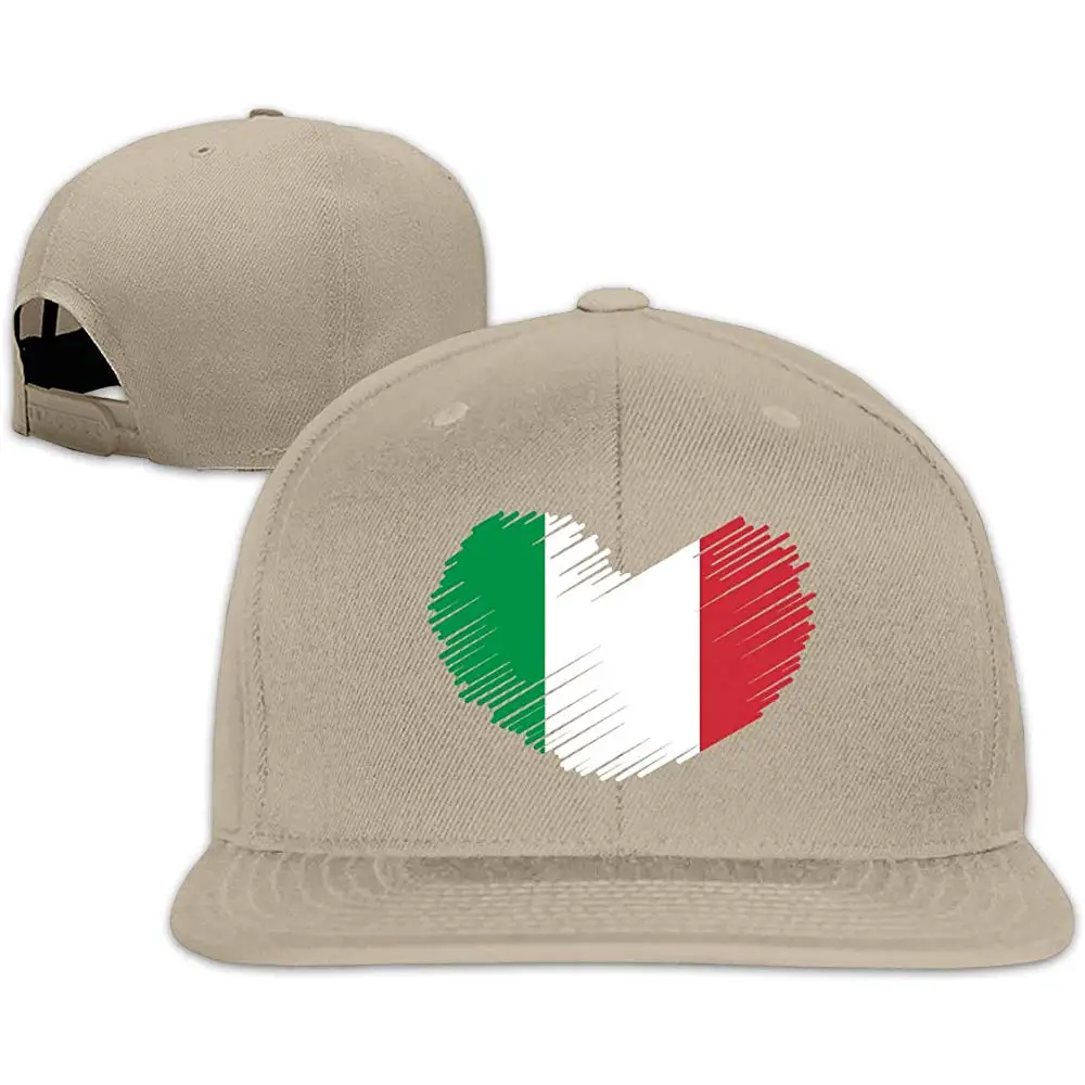 Итальянский флаг в форме сердца мужчины/женщины бейсбольная кепка, унисекс плоские шляпы Билла водителя грузовика