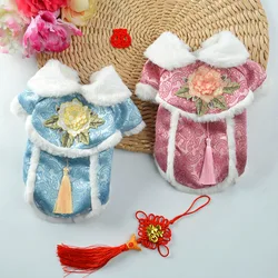 Costume Tang pour animaux de compagnie, automne et hiver, vêtements de fête, de luxe, pour chiot et fille 