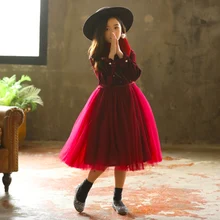 Осенне-зимнее платье для девочек, новинка года, детское вельветовое платье, рождественское, новогоднее платье, платье принцессы, нарядное платье