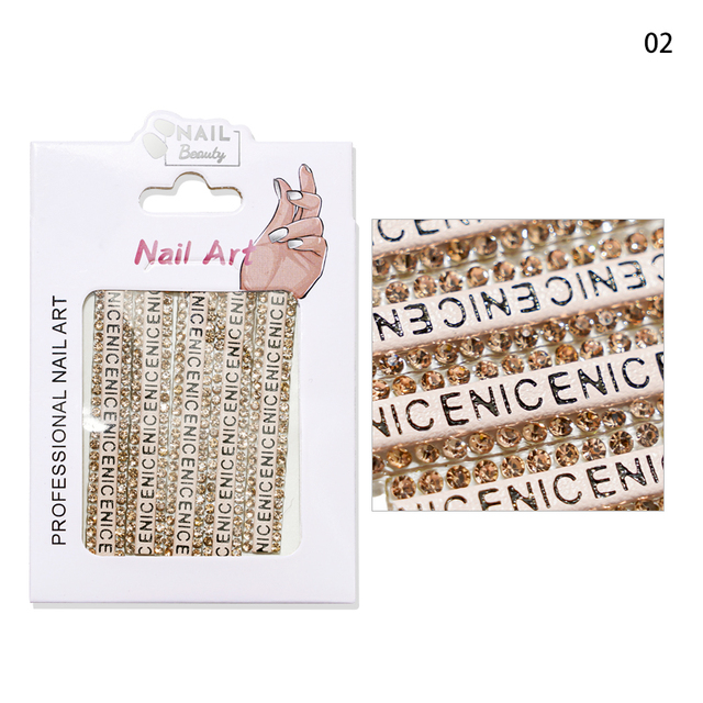 Luxurious Nail Crystal Chains NICE French Wide Lines AB Arbitrary Cut Charms Rhinestones Glass Belt Nail Art Gemchain 3D