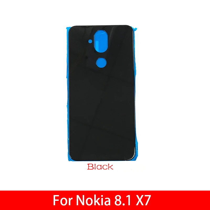 For NOkia 8.1 Black Задняя стеклянная крышка для Nokia 7 7,1/5,1 Plus/X5/6,1 Plus/X6/8,1/X7 корпус батареи задняя крышка - Цвет: For NOkia 8.1 Black