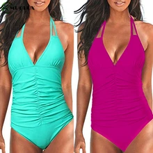 Купальный костюм сексуальный цельный бикини большого размера женский купальник с принтом купальный костюм монокини, пляжная одежда контроль живота купальник XXL