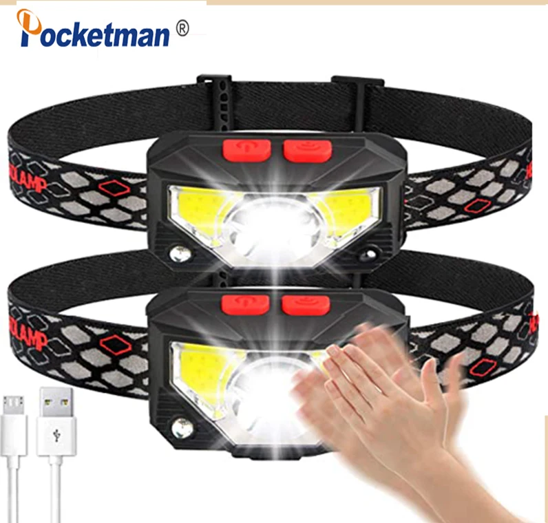 

10000LM Powerful LED Headlight Sensor Head Lamp Portable 8 Modes Tactical USB Rechargeable Head Torch Waterproof for Camping