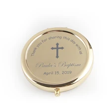20 шт персонализированные подарки на крещение Золотое компактное зеркало на заказ вечерние для первого причастия подарок на крестины