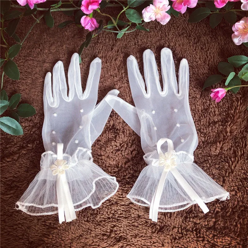 Летние солнцезащитные УФ перчатки для езды на велосипеде, сексуальные кружевные Стразы, перчатки для официального платья, короткие перчатки без пальцев, перчатки с жемчугом H7