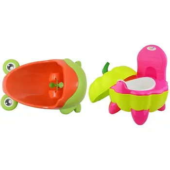 

Froggy Baby Urinal (LIGHT GREEN) & Baby Chair Cartoon Folding Potty Toddler Training Plastic Toilet Seat Pumpkin