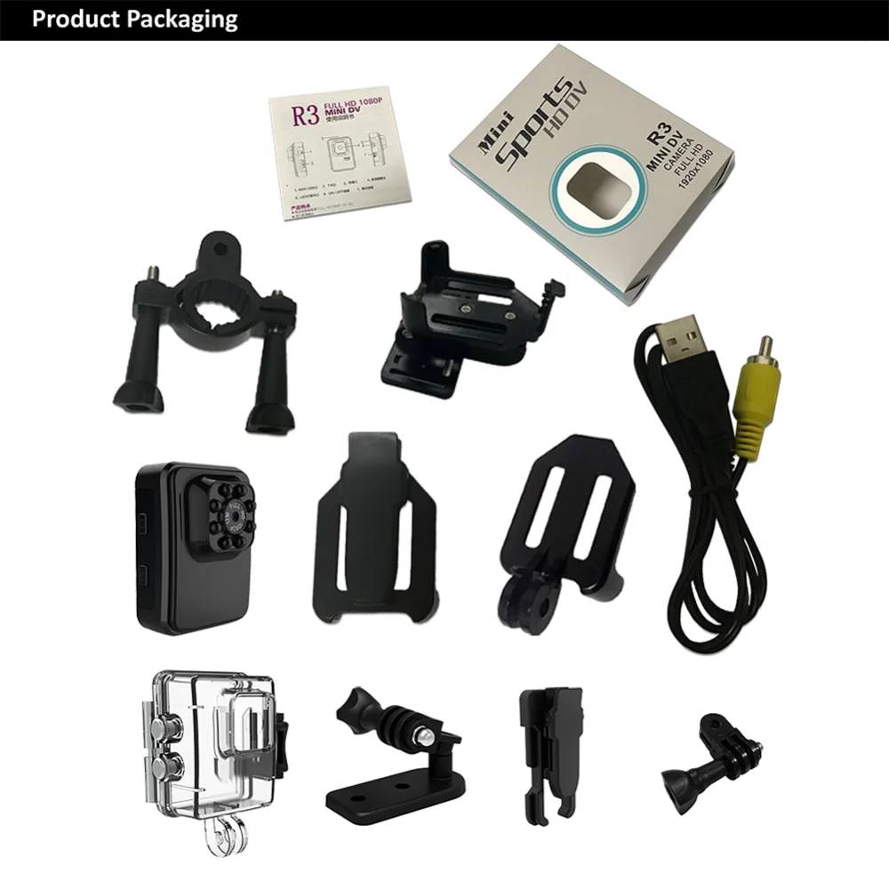 R3 Wifi камера HD 1080P Мини камера инфракрасного ночного видения Спортивная DV Cam циклическая запись водонепроницаемый корпус для пеших прогулок