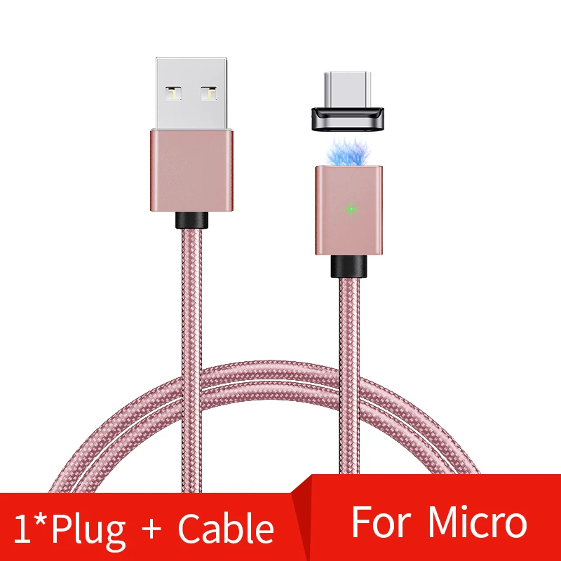 Rosegold Micro Cable OLAF зарядное устройство магнитный кабель Micro usb type C кабель для iPhone 7 Xiaomi samsung мобильный телефон Быстрый Магнитный usb зарядный кабель 2 м - Цвет: Rosegold Micro Cable