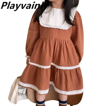 

Wholesale Autumn New Baby Girl Dress Korean Style Cotton Linen Long Sleeve Dress Girl Fashion Princess Dress Kid Clothes E20205