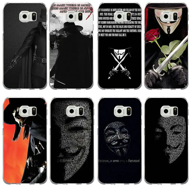 Fawkes Anonymous Mask Soft Silicon Phone Case for Samsung Galaxy S2 S3 S4 S5 Mini S6 S7 Edge S8 S9 S10 Plus Lite Note 8 9 |
