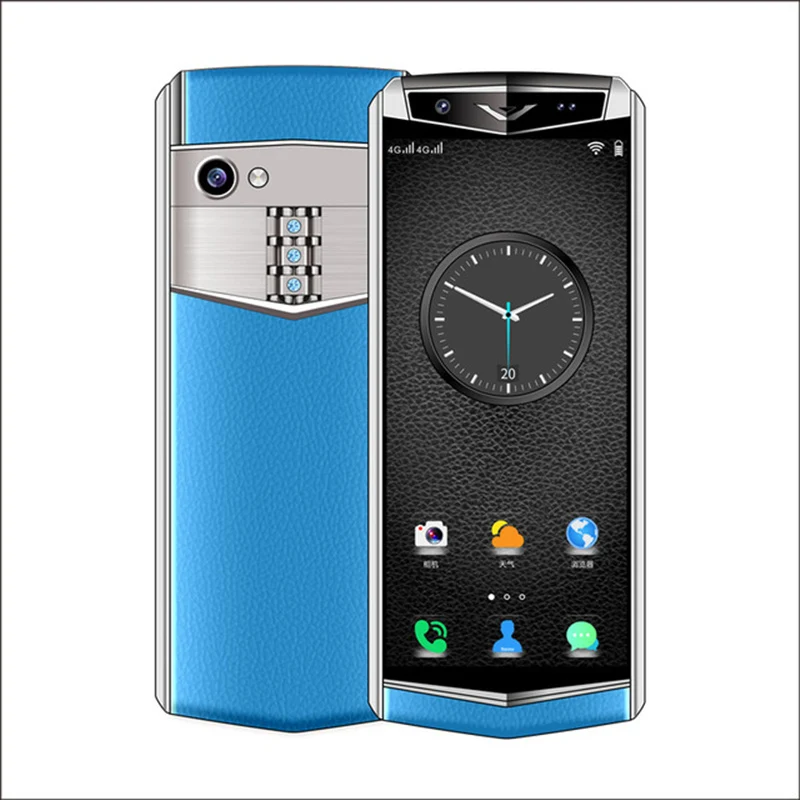 Супер мини 4G Celular смартфон M17 3,5 дюймов 3 ГБ ОЗУ 32 ГБ/64 Гб ПЗУ Android 8,1 Лицо ID Wifi точка доступа маленький кожаный мобильный телефон - Цвет: Blue
