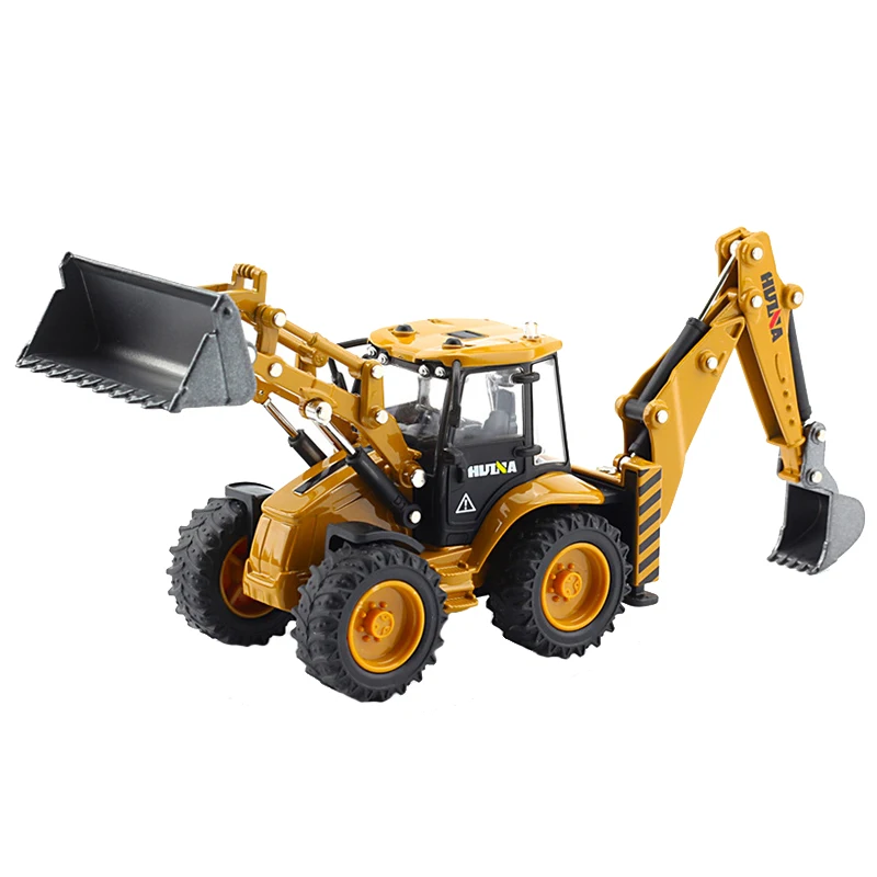Huina Toy Inertial Excavator Digger and Tractor Shovel Model Diecast Construction Vehicle Truck Boy Children Toys Birthday Gift