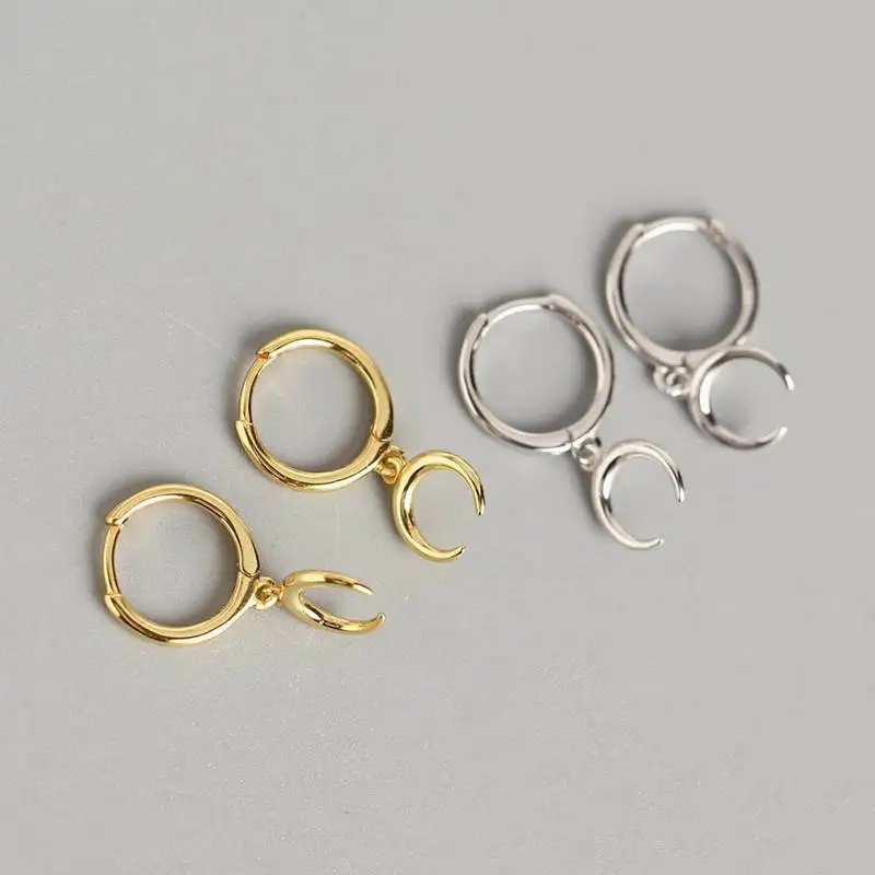 Piccoli Fulmini Pendenti Orecchini a Cerchio Per Donne Ragazze Uomini Argento Sterling Immerso Clip Goccia Personalizzata Ipoallergenico Ciondolo Delicato Gioielli Moda Punk Placcato Oro Bianco