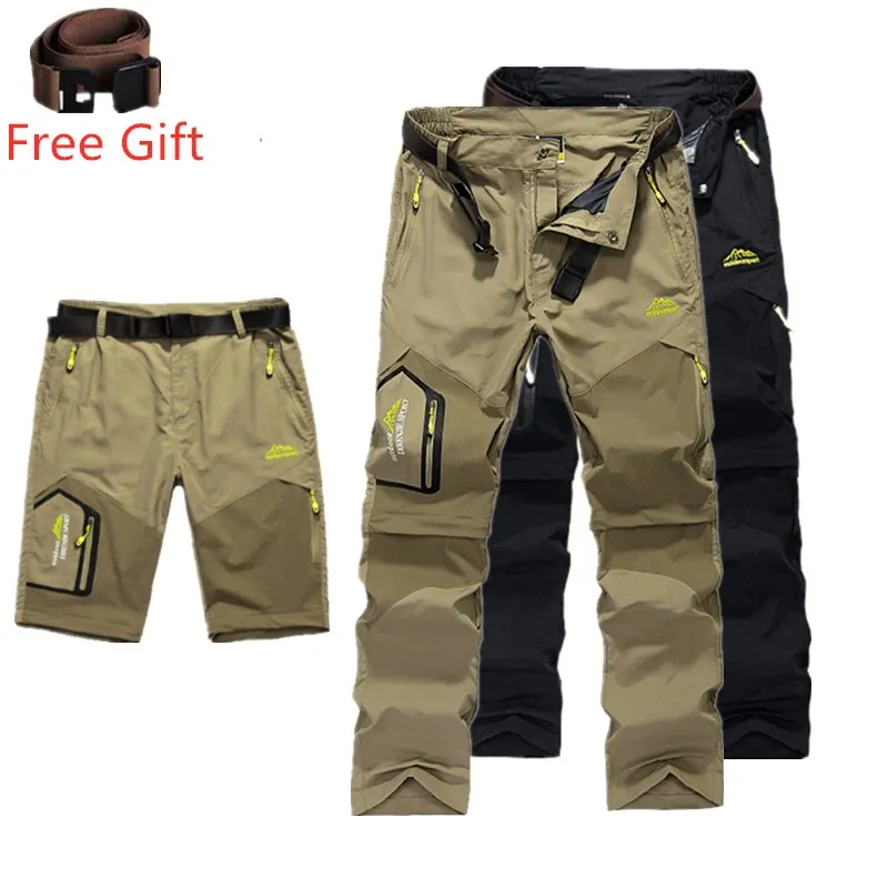 Уличные съемные походные брюки мужские летние дышащие водонепроницаемые походные альпинистские брюки охотничьи рыболовные быстросохнущие шорты 6XL